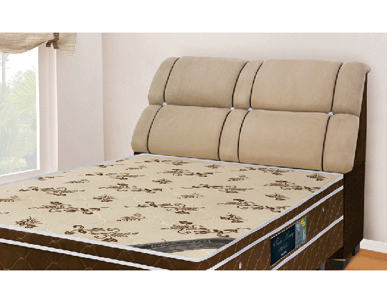 Cabeceira De Casal Imperador 140CM Nobuck Bege II Com Marrom Chocolate 0144 Simbal