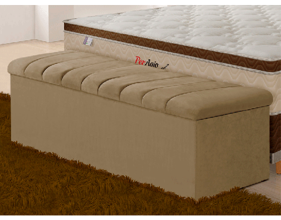 Calçadeira Baú Condessa 160CM Nobuck Marrom Taupe 0030 Simbal