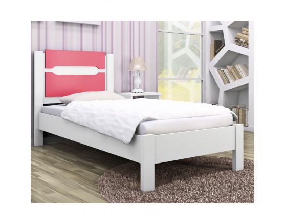 Cama De Solteiro Riviera Branco-Rosa Demóbile