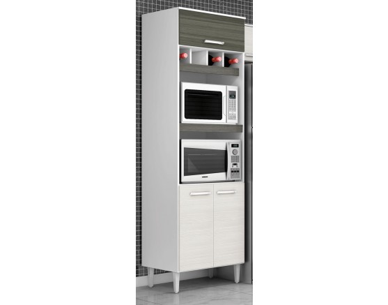 Paneleiro Duplo Para Forno e Microondas Bruna II 5602 Carvalho-Grigio Poquema