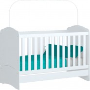 Berço Bala De Menta Com Rodízios Vira Mini Cama Branco/Branco Henn