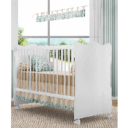 Berço Infantil Doce Sonho 102 Com Rodízios Branco-Branco-Branco Qmovi