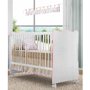 Berço Infantil Doce Sonho 102 Com Rodízios Branco/Branco/Rosa Qmovi