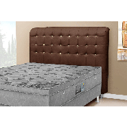 Cabeceira Solteiro Dama Para Cama Box 90CM PVC Canoas Cacau Com Botões Creme 0095 Simbal