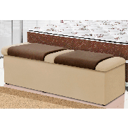 Calçadeira Baú Duquesa Com 160CM Nobuck Bege II Com Marrom Chocolate 0144 Simbal