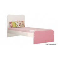 Cama-De Solteiro Juvenil Doce Magia Branco-Rosa Qmovi