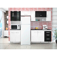 Cozinha Compacta Manuela 4/5 Peças Branco/Branco/Preto Poquema