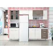 Cozinha Compacta Manuela 4/5 Peças Branco/Carvalho/Nogueira Poquema