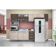 Cozinha Modulada Bruna II Branco/Amêndoa/Capuccino 5 Peças Poquema