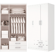 Guarda-Roupa Açai 3 Portas 2 Gavetas Branco/Branco Henn