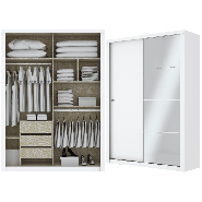 Guarda-Roupa Alegro 2 Portas Deslizantes 3 Gavetas Branco-Branco Henn