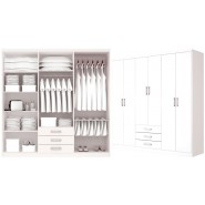 Guarda-Roupa Cajú 6 Portas 3 Gavetas Branco-Branco Henn