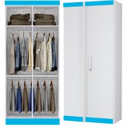 Guarda-Roupa De Canto Modulado Duster 1 Porta Branco/Azul Brilho Móveis Albatróz