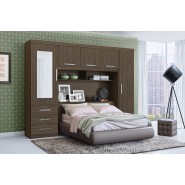 Quarto Modulado De Casal Duster Completo 2 Peças Nogal Fosco Touch Móveis Albatróz