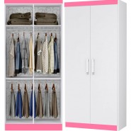 Guarda-Roupa Modulado Duster 2 Portas Branco/Rosa Brilho QuadriFlex Móveis Albatróz