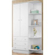 Guarda-Roupa Infantil Doce Sonho 2 Portas 3 Gavetas Com Cantoneira Branco-Branco-Branco Qmovi