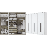 Guarda-Roupa Jade 6 Portas 3 Gavetas Branco/Branco Henn