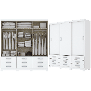 Guarda-Roupa Uran 3 Portas Deslizantes 9 Gavetas Branco-Branco Henn