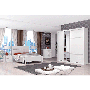 Quarto Casal Dakar 2 Portas Deslizantes 3 Gavetas 5 Peças Branco/Branco Henn