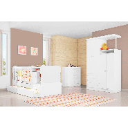 Jogo De Quarto Infantil Doce Magia Com Berço Cama 280 Branco/Branco/Branco Qmovi