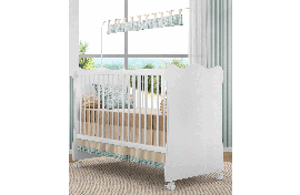 Berço Infantil Doce Sonho 102 Com Rodízios Branco-Branco-Branco Qmovi