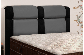 Cabeceira De Casal Duquesa 160CM Nobuck Cinza Escuro Com Negro 0145 Simbal