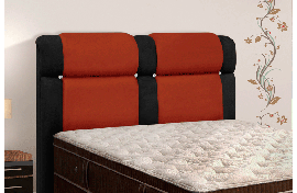 Cabeceira De Casal Duquesa 140CM Nobuck Negro Com Vermelho 0142 Simbal