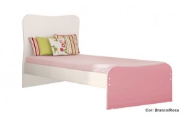 Cama-De Solteiro Juvenil Doce Magia Branco-Rosa Qmovi