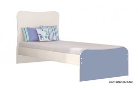 Cama De Solteiro Juvenil Doce Magia Branco-Azul Qmovi