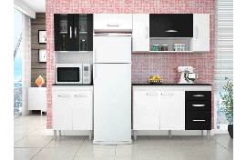 Cozinha Compacta Manuela 4/5 Peças Branco-Branco-Preto Poquema