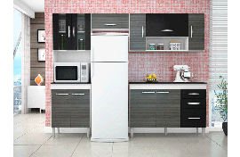 Cozinha Compacta Manuela 4/5 Peças Branco-Grigio-Preto Poquema