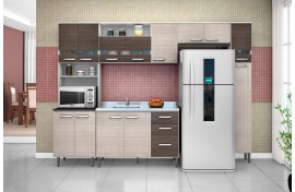 Cozinha Modulada Bruna II Branco-Amêndoa-Capuccino 5 Peças Poquema