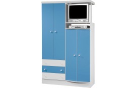 uarda-Roupa 4 Portas 3 Gavetas Com Nicho 833 Doce Magia Branco-Azul Qmovi