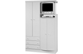 Guarda-Roupa 4 Portas 3 Gavetas Com Nicho 833 Doce Magia Branco-Branco Qmovi