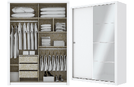 Guarda-Roupa Alegro 2 Portas Deslizantes 3 Gavetas Branco-Branco Henn