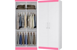 Guarda-Roupa Duster 2 Portas Branco-Rosa Albatróz