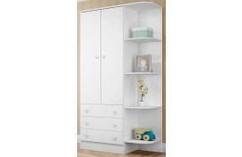 Guarda-Roupa Infantil Doce Sonho 2 Portas 3 Gavetas Com Cantoneira Branco-Branco-Branco Qmovi